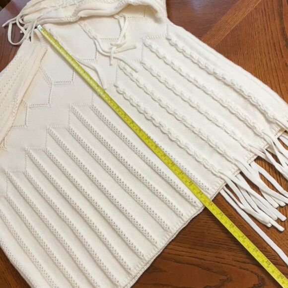 BROADCAST sweater asymmetrically fringed crewneck long sleeve wool blend women S - Picture 9 of 10